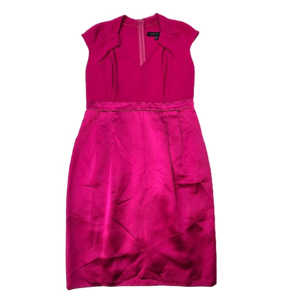 Carmen Marc Valvo Cap-sleeve Cocktail Dress Raspberry Pink Sz 10 - Picture 6 of 14